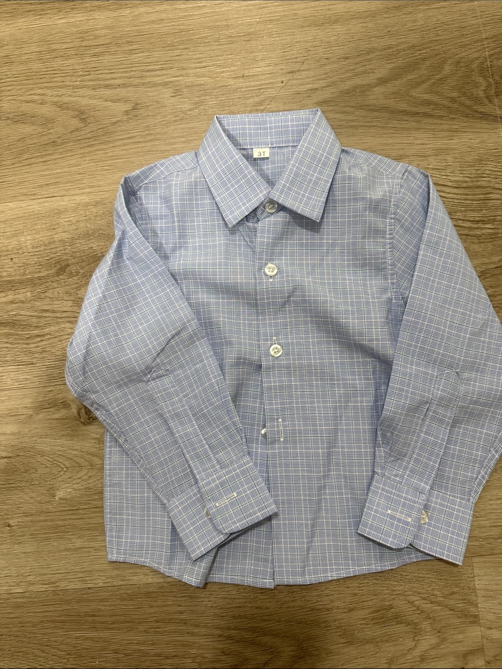 Boys 3 piece size 3T gray suit with blue plaid button down shirt - Picture 4 of 6